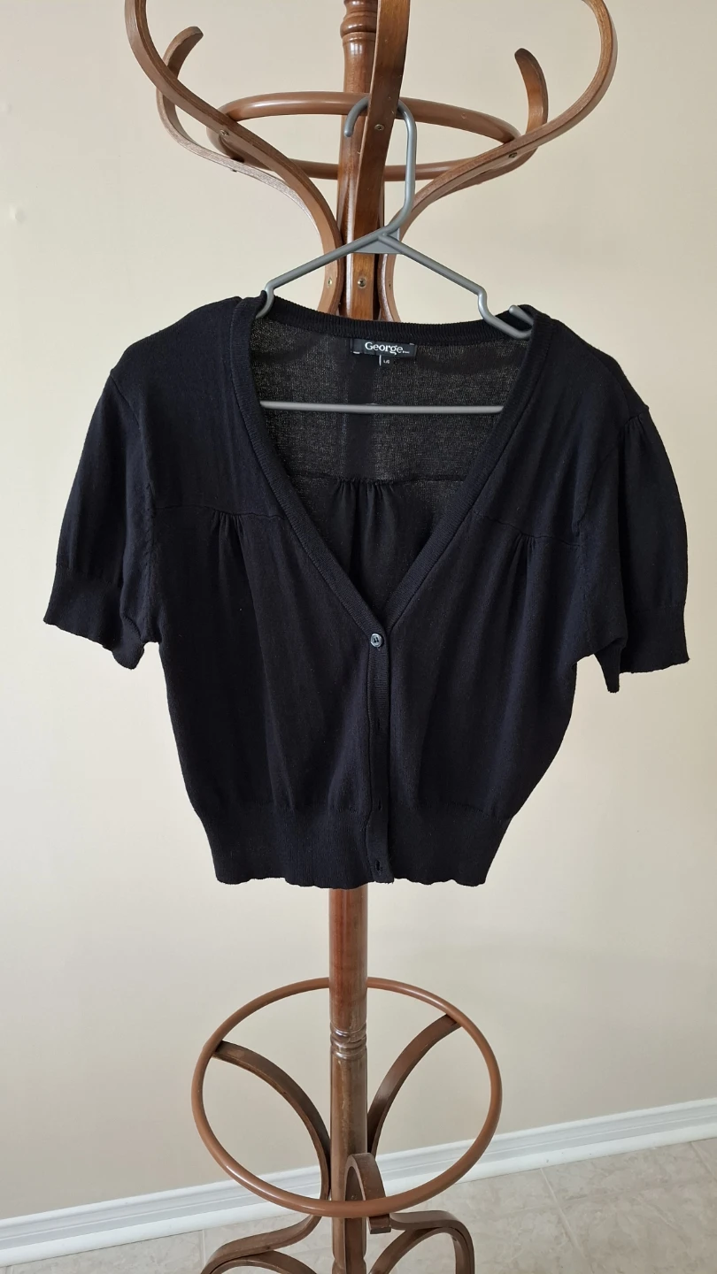 George Black Cropped Cardigan - L/G