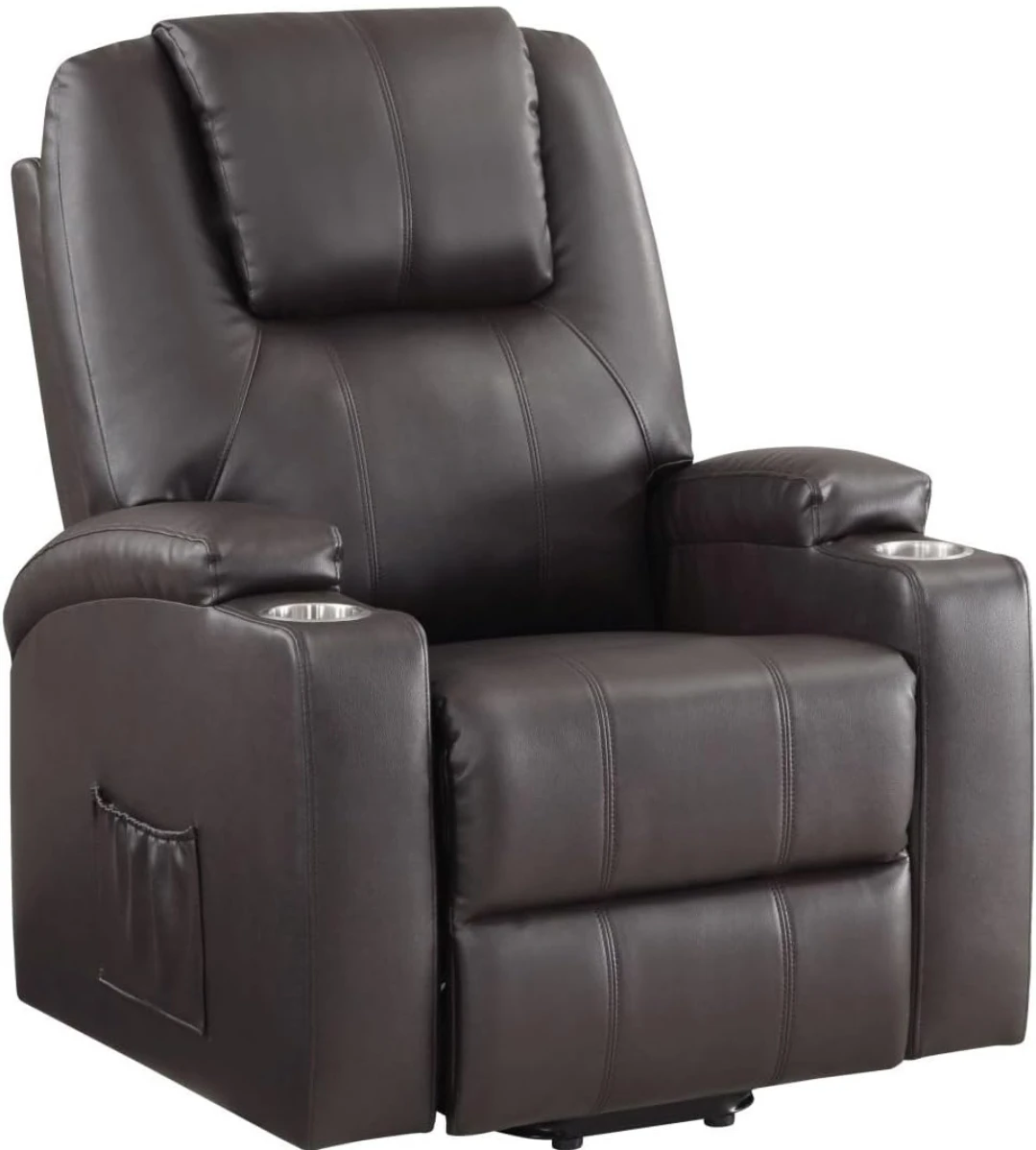 Brown Faux Leather Recliner Chair with Power Lift & Massage - photo 5