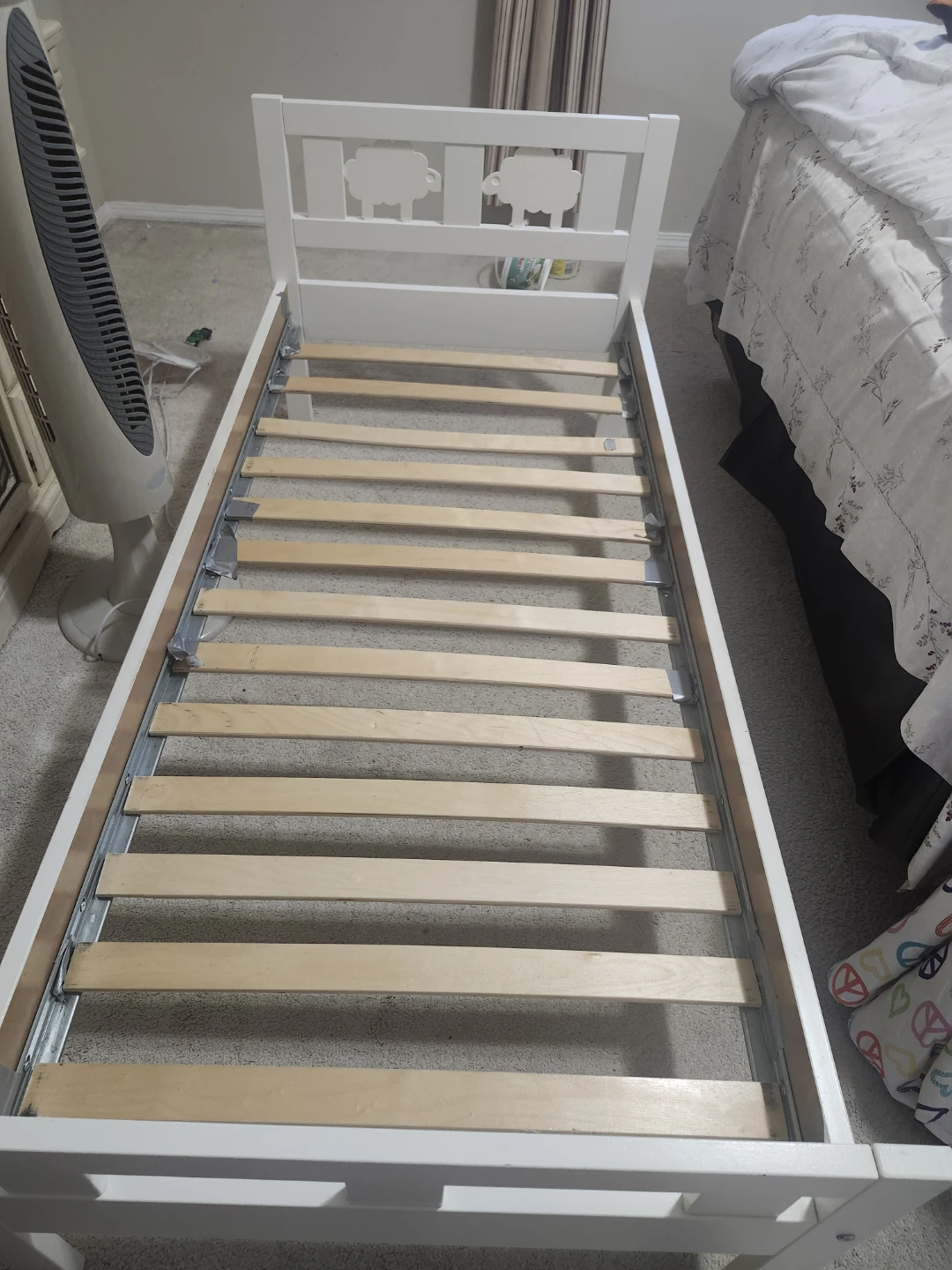 ⚽White Toddler Bed Frame with Sheep Detail and matress - photo 2