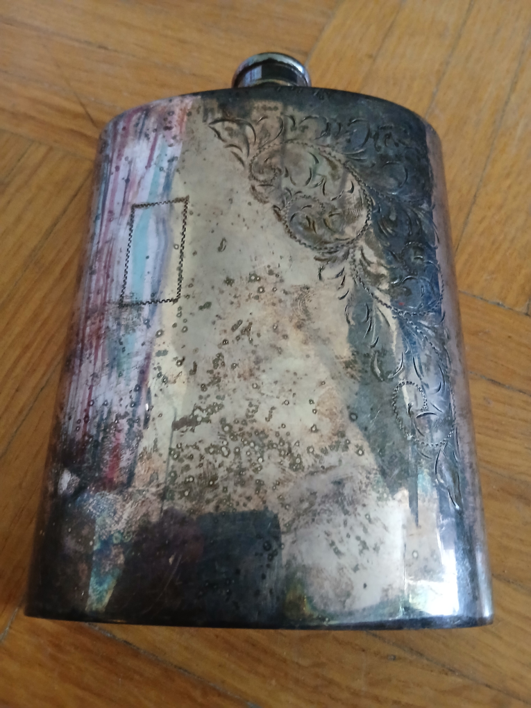 Vintage Silver-plated Engraved Flask