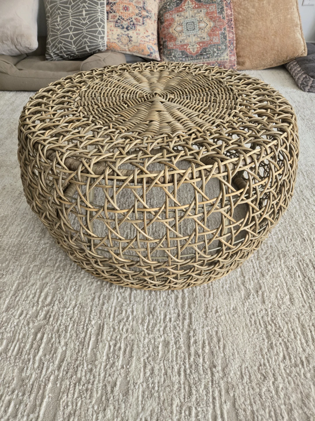 Boho-Chic Wicker Drum Coffee Table - photo 3
