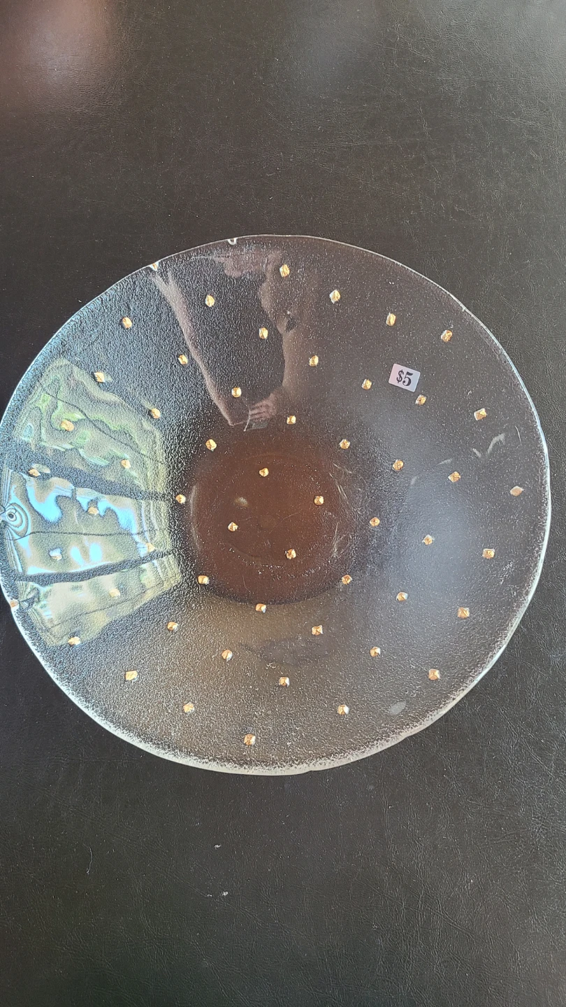 Clear Glass Bowl with Gold Flecks
