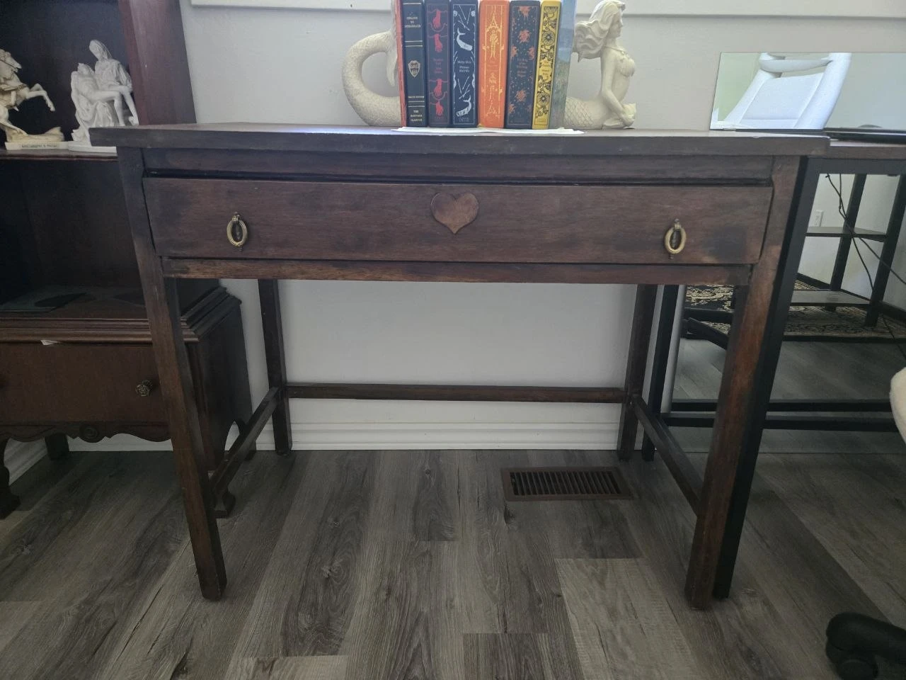 Vintage Wooden Desk with Drawer - photo 3