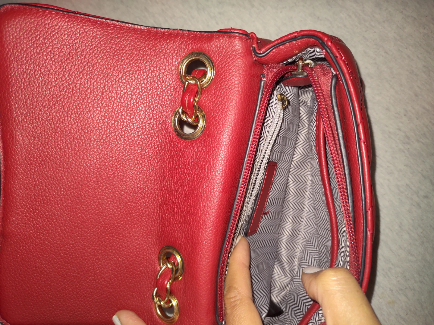 Red Quilted Chain Purse