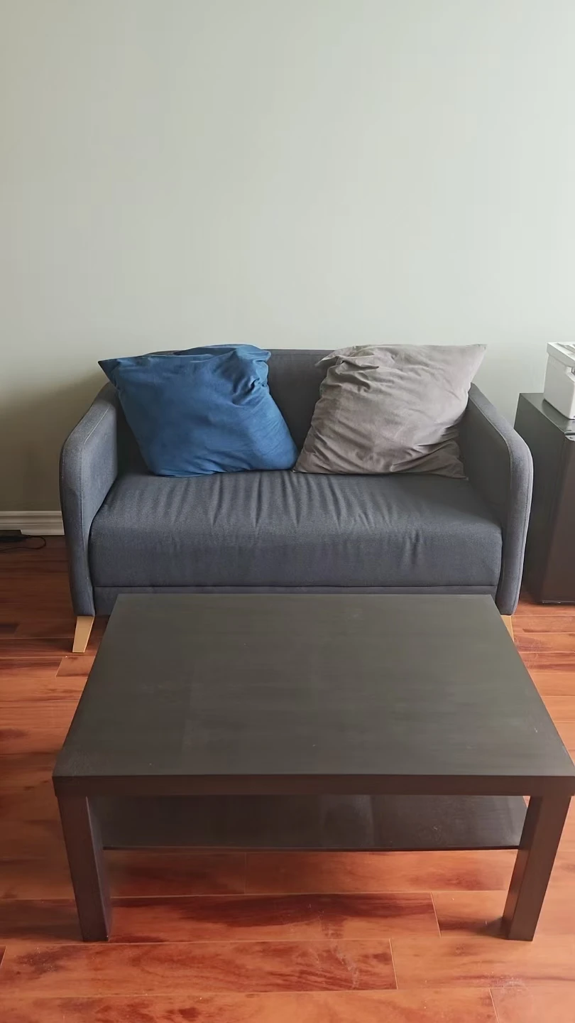 IKEA Grey Loveseat and LACK Coffee Table Set