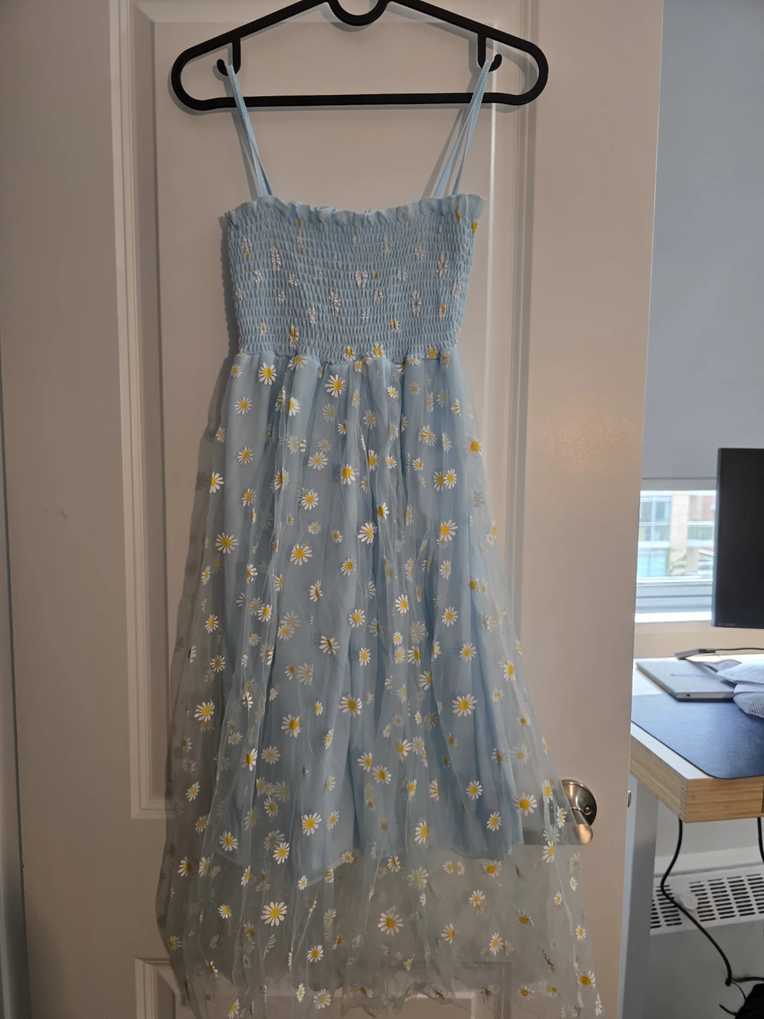 Light blue dress with daisy prints