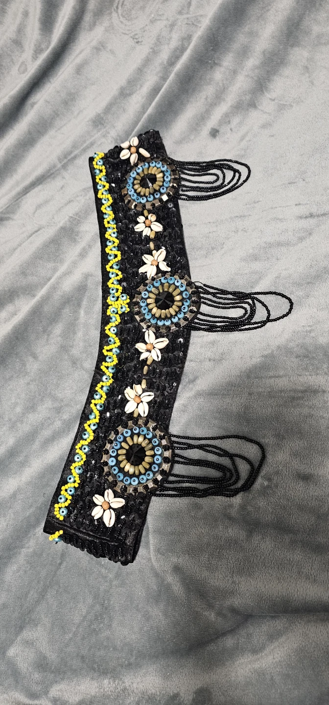 New brand Embellished Beaded Black Belt M&L  size⚽⚽⚽ - photo 2