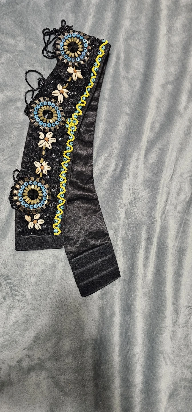 New brand Embellished Beaded Black Belt M&L  size⚽⚽⚽ - photo 3
