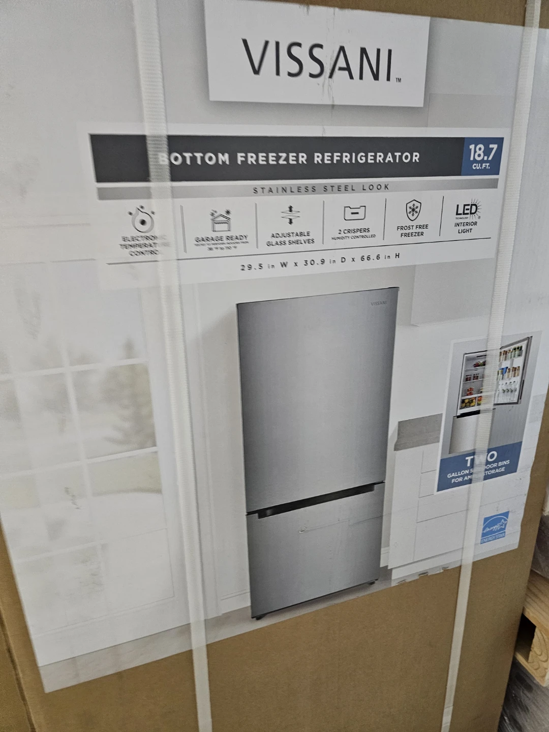 New Vissani 30in stainless steel bottom freezer refrigerator
