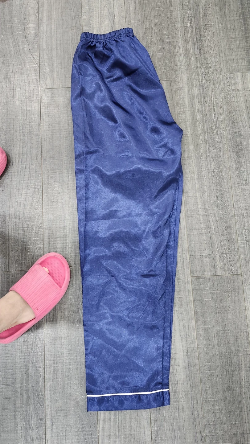 Blue Satin Pajama Pants