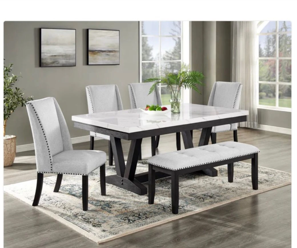 Dining Table Set with 4 Chairs and Bench