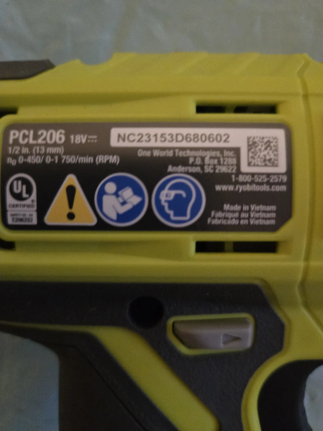 RYOBI PCL206 18V Cordless Drill With Battery & Charger - photo 2