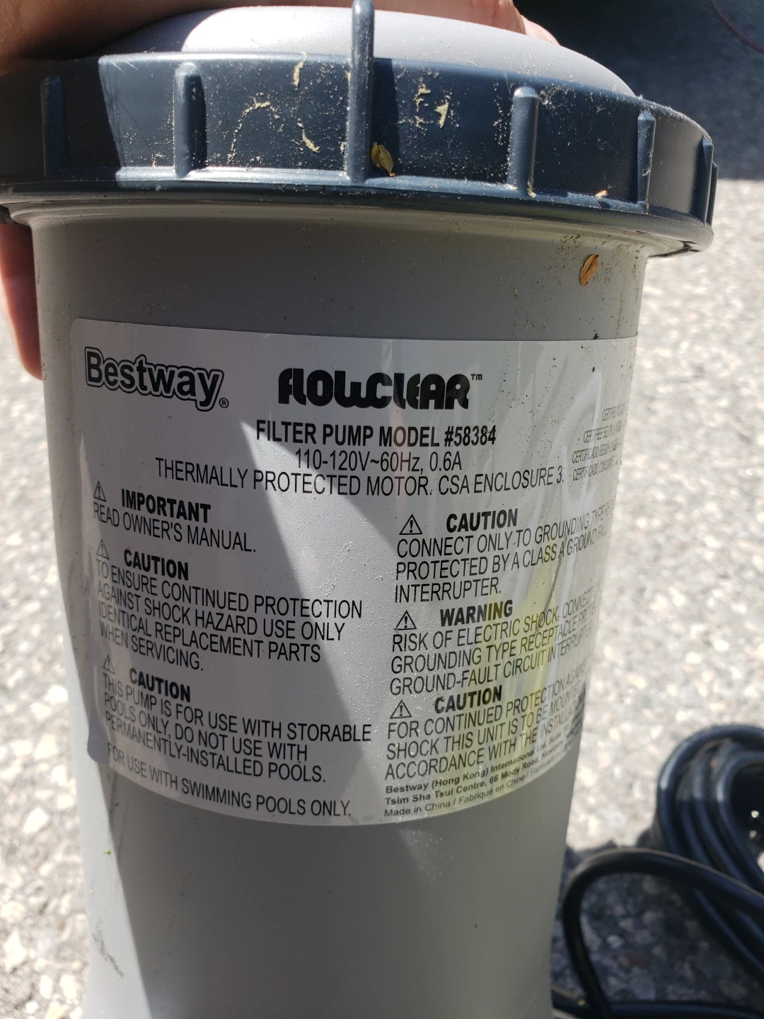 Bestway Flowclear Filter Pump Model #58384 - photo 2