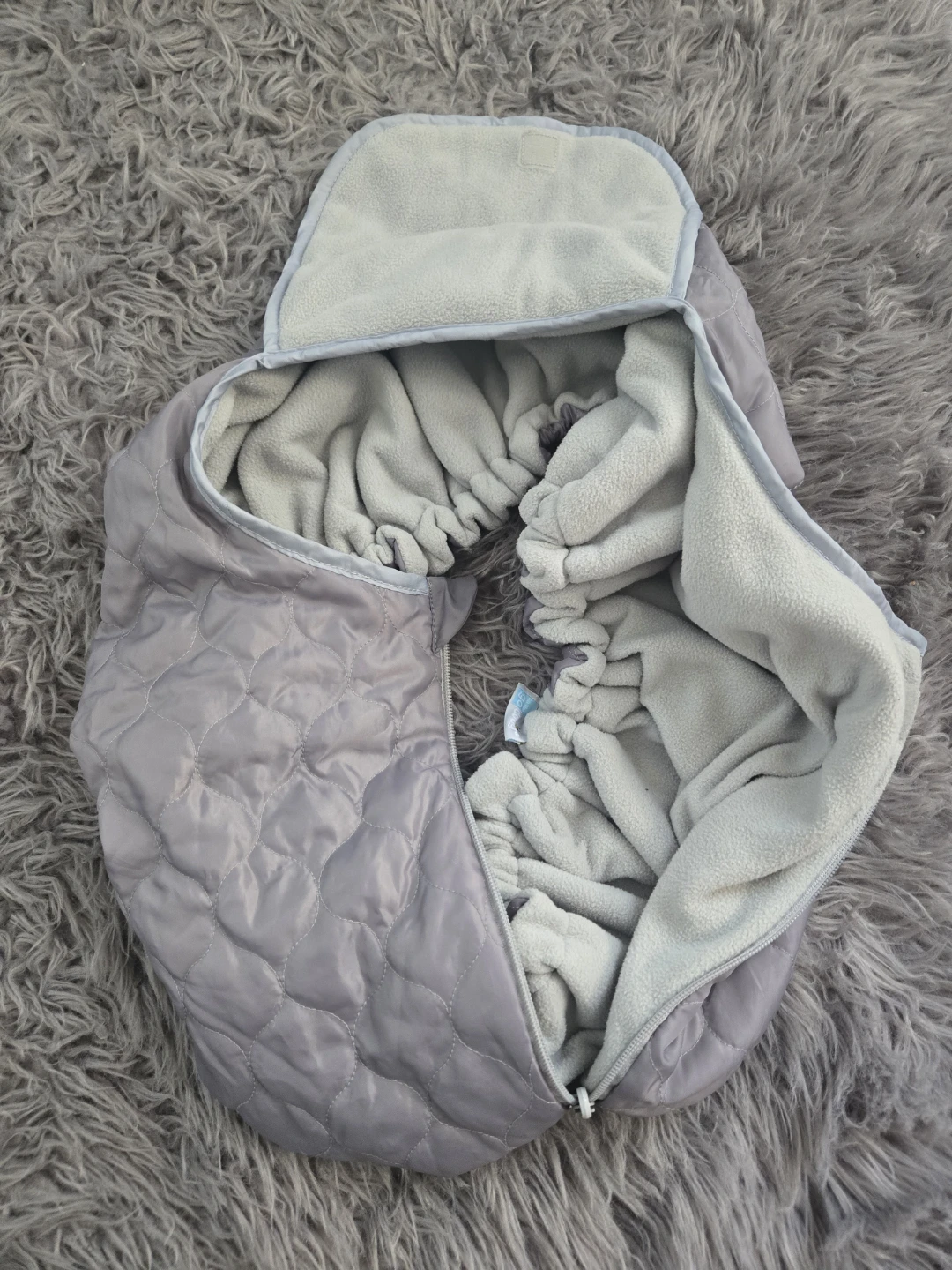 Grey quilted baby car seat/stroller cover - photo 3