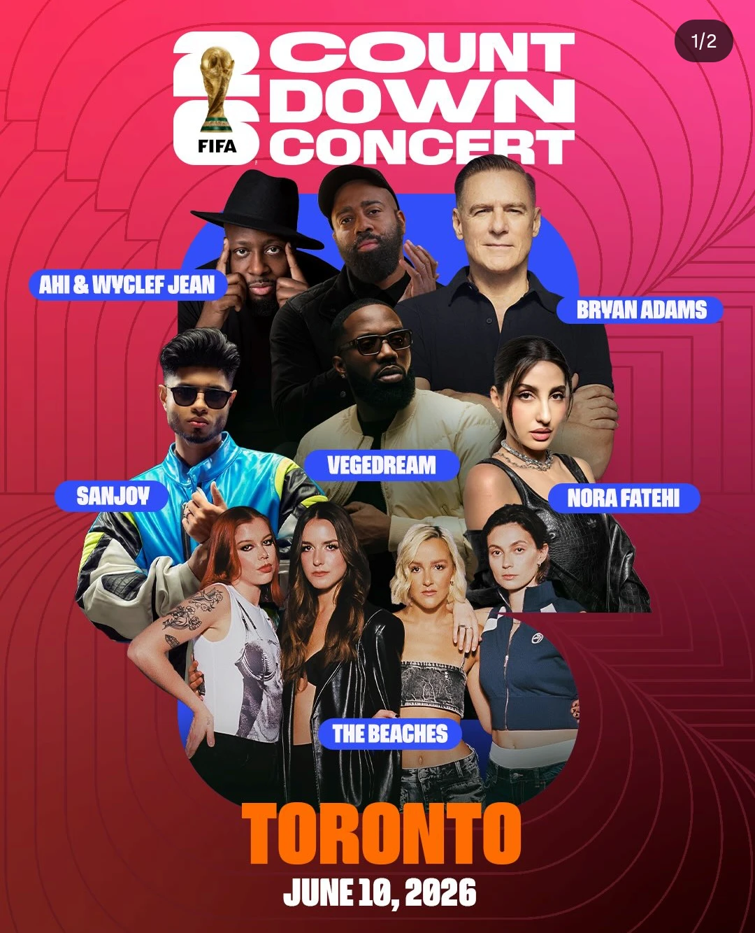 URGENT Two Fifa fan fest passes for June 10 : Bryan adams