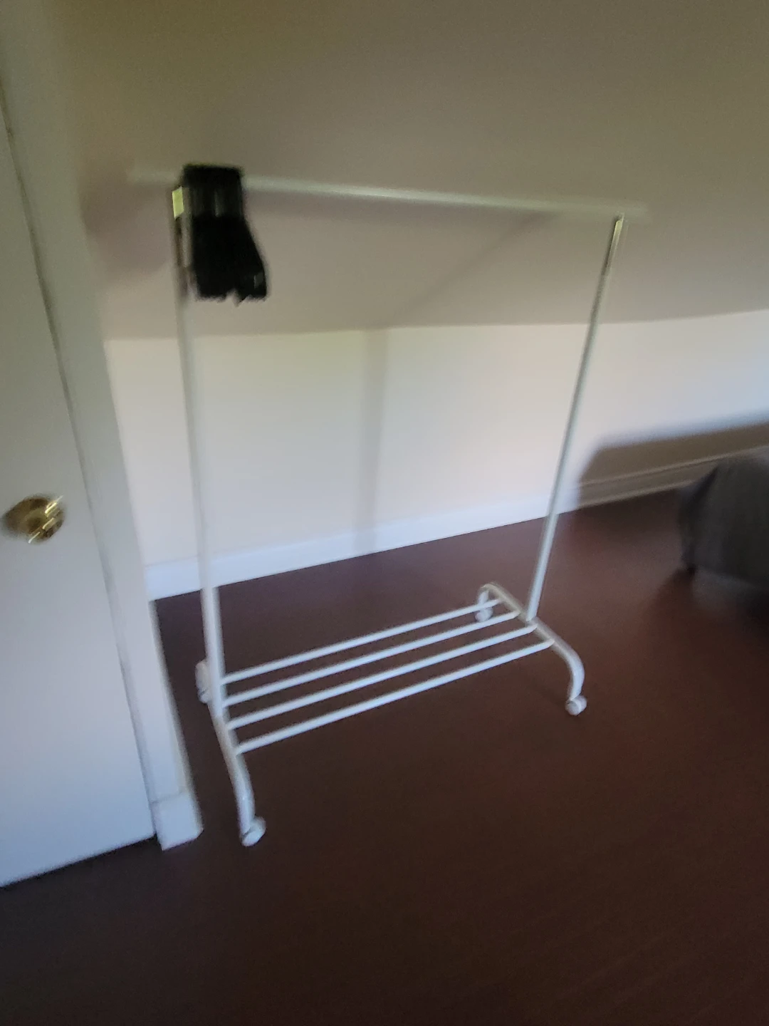 White Metal Garment Rack with Shelves