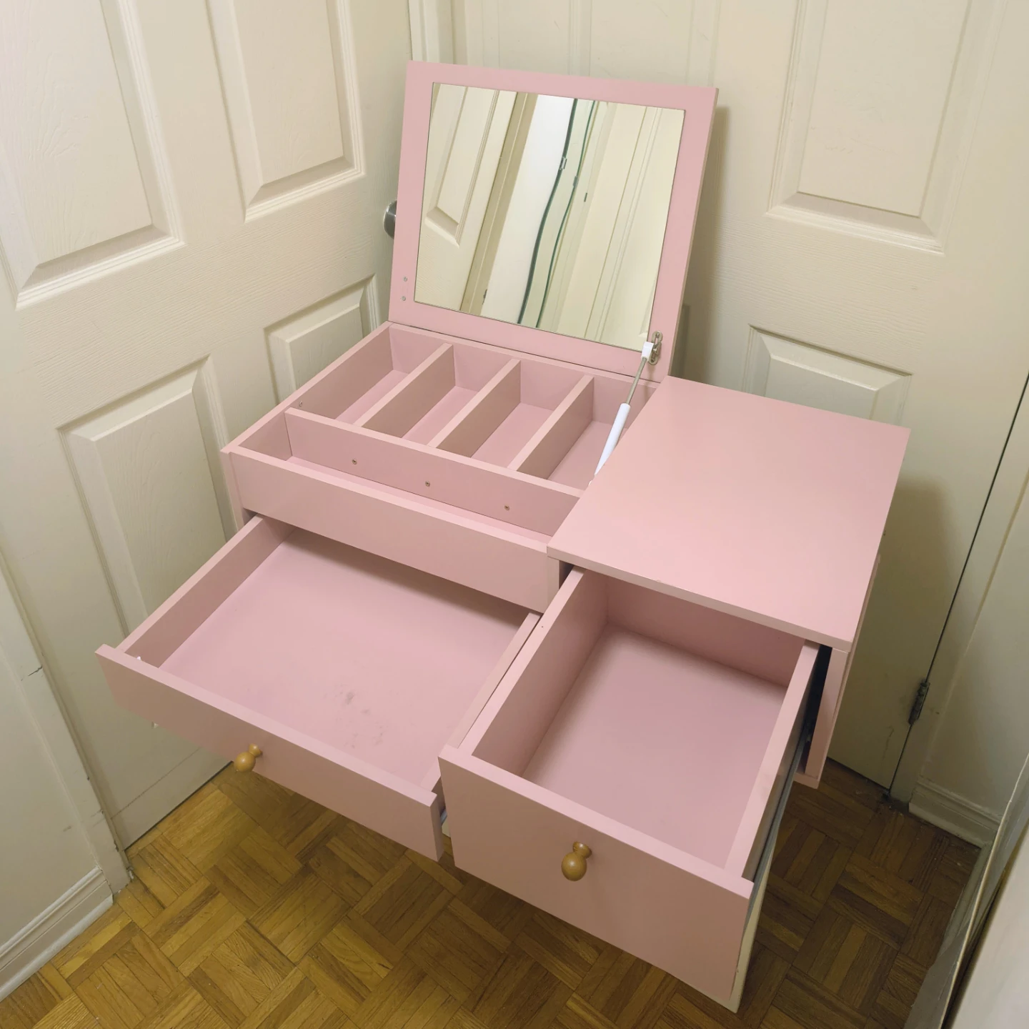 Pink Jewellery/makeup Organizer w/ Mirror and Drawers