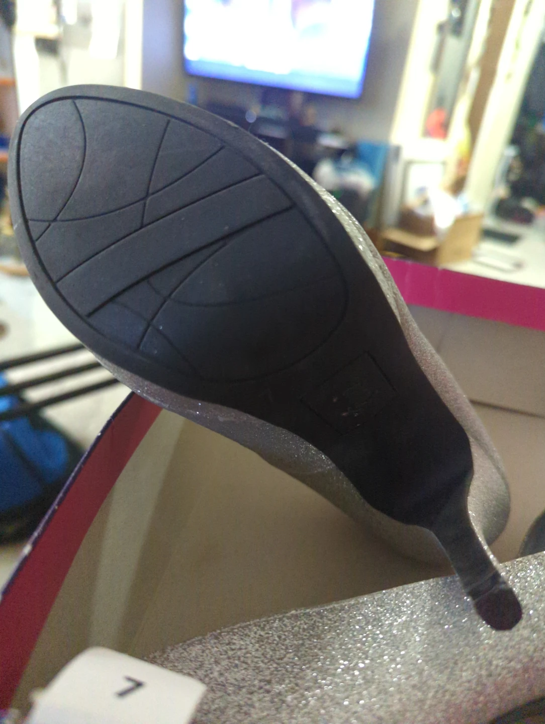 Silver Glitter Peep-Toe Heels Size 7 - photo 5