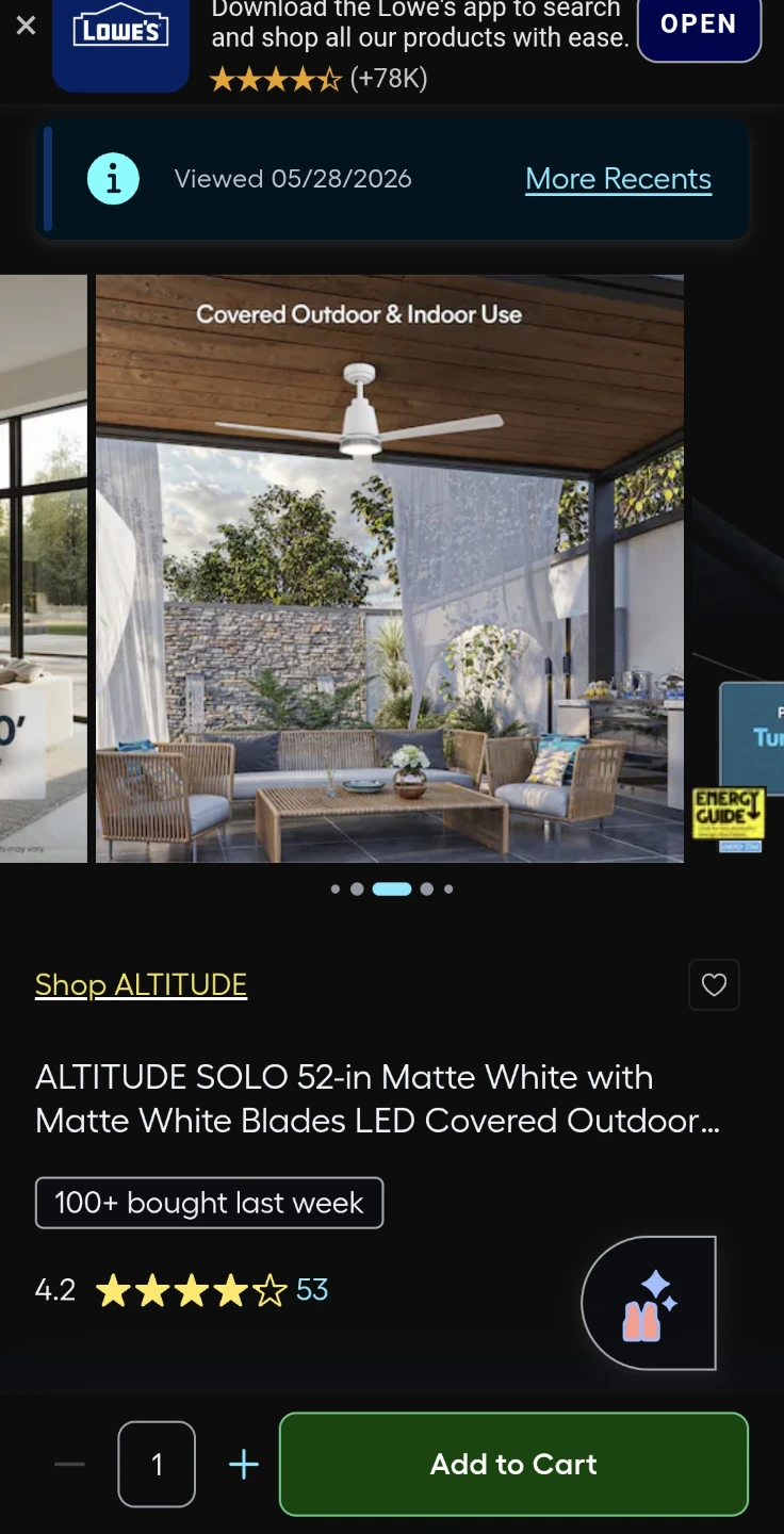 ALTITUDE SOLO 52-in Matte White Ceiling Fan with LED - photo 4