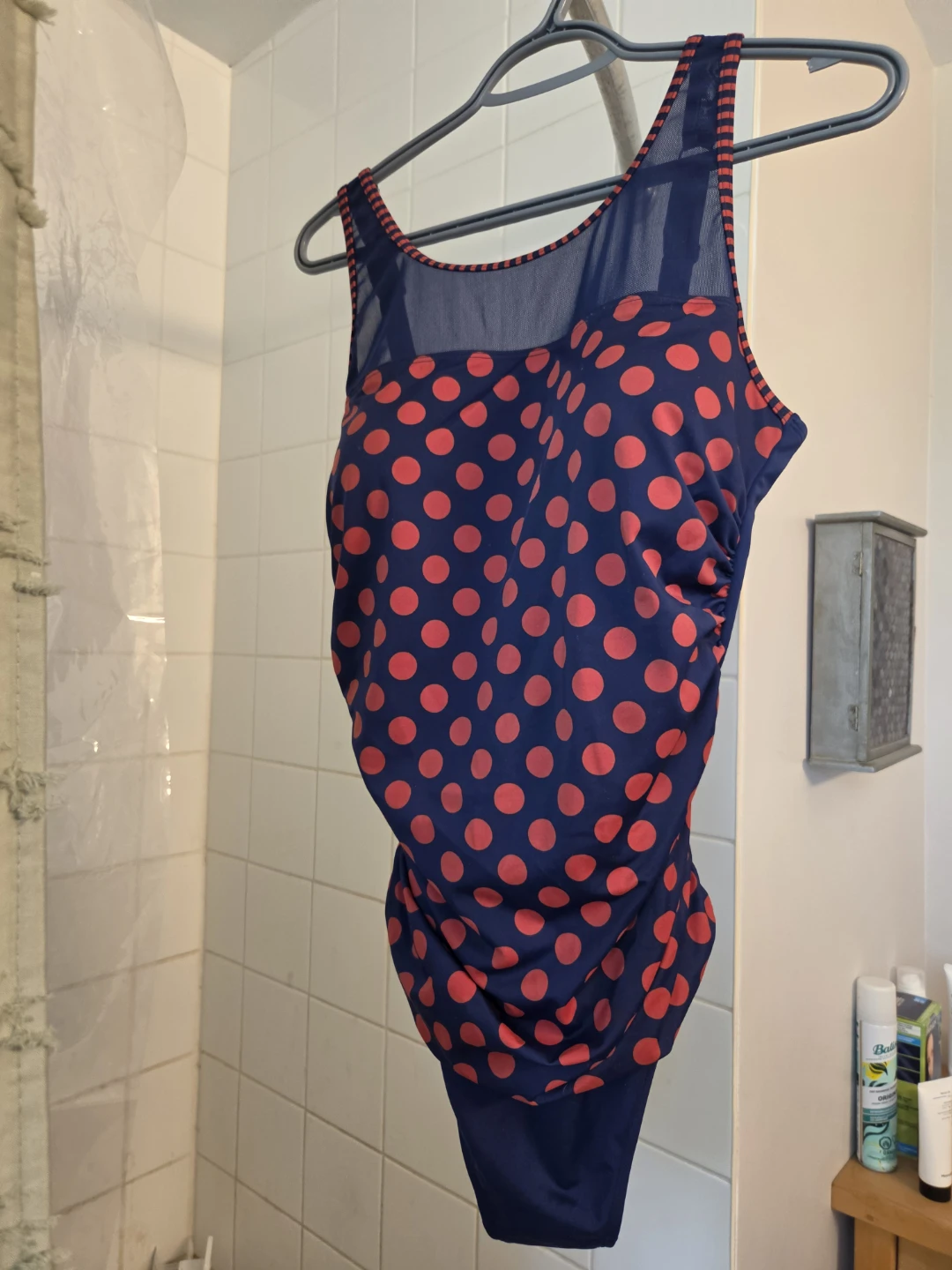 Navy Blue & Red Polka Dot One-Piece Swimsuit - photo 4