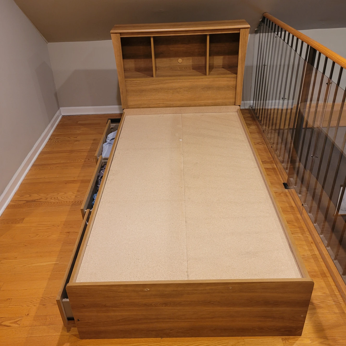 Wooden Bed Frame with Headboard and Storage Drawers