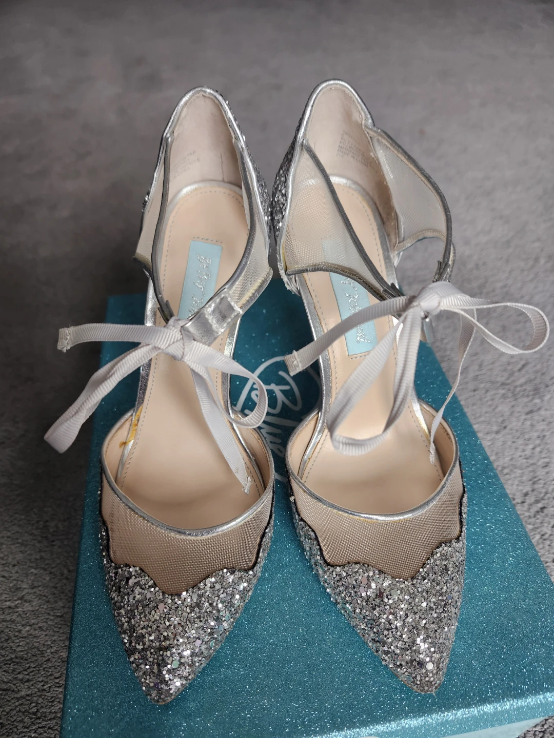 Betsey Johnson Silver Glitter Heels