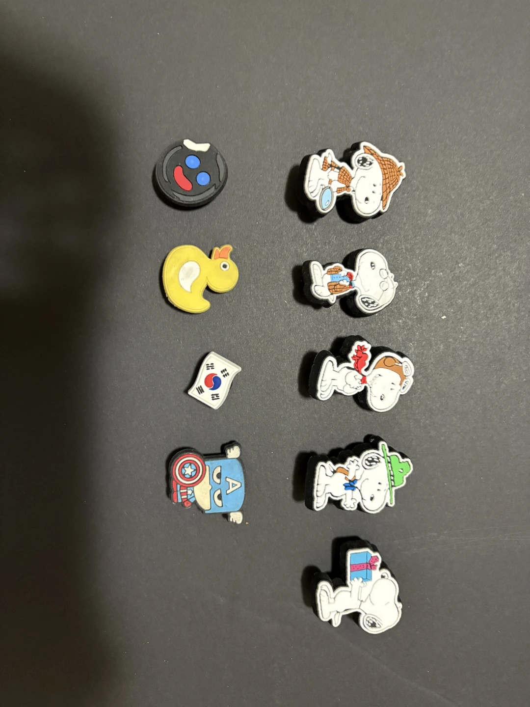 Assorted Shoe Charms - Snoopy, Captain America, Duck