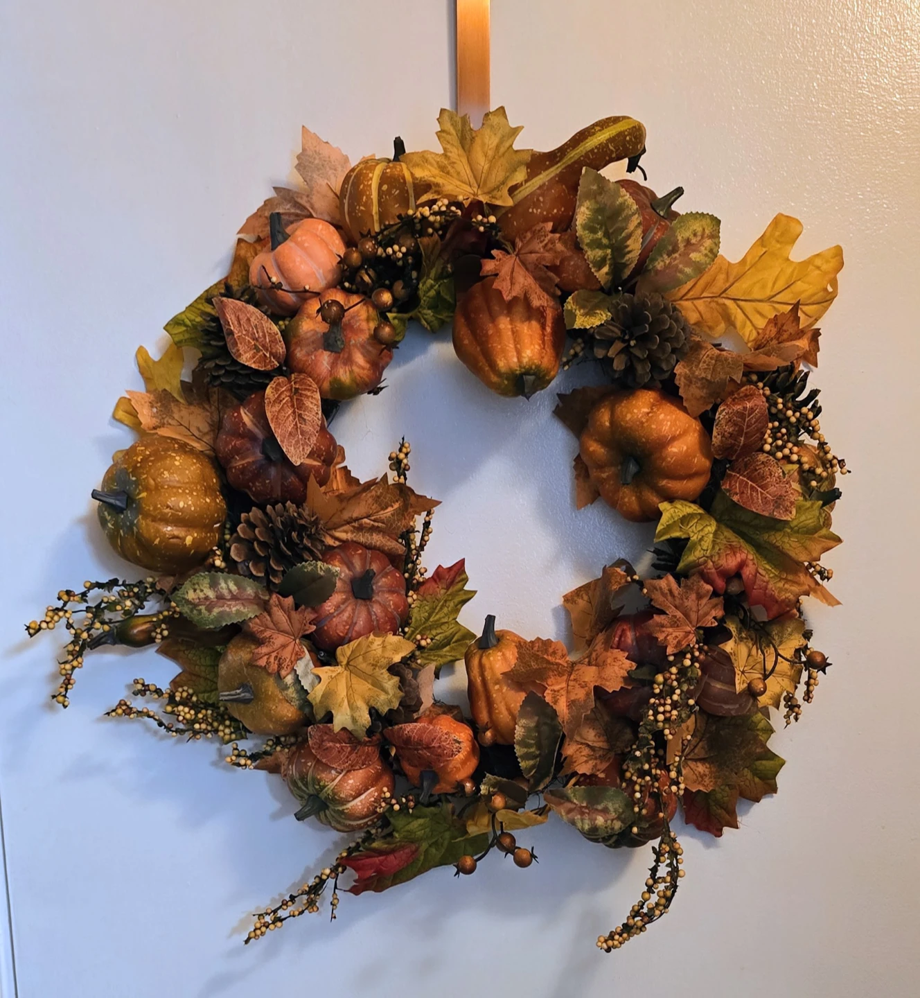 Fall Maple, Oak & Pumpkin Wreath