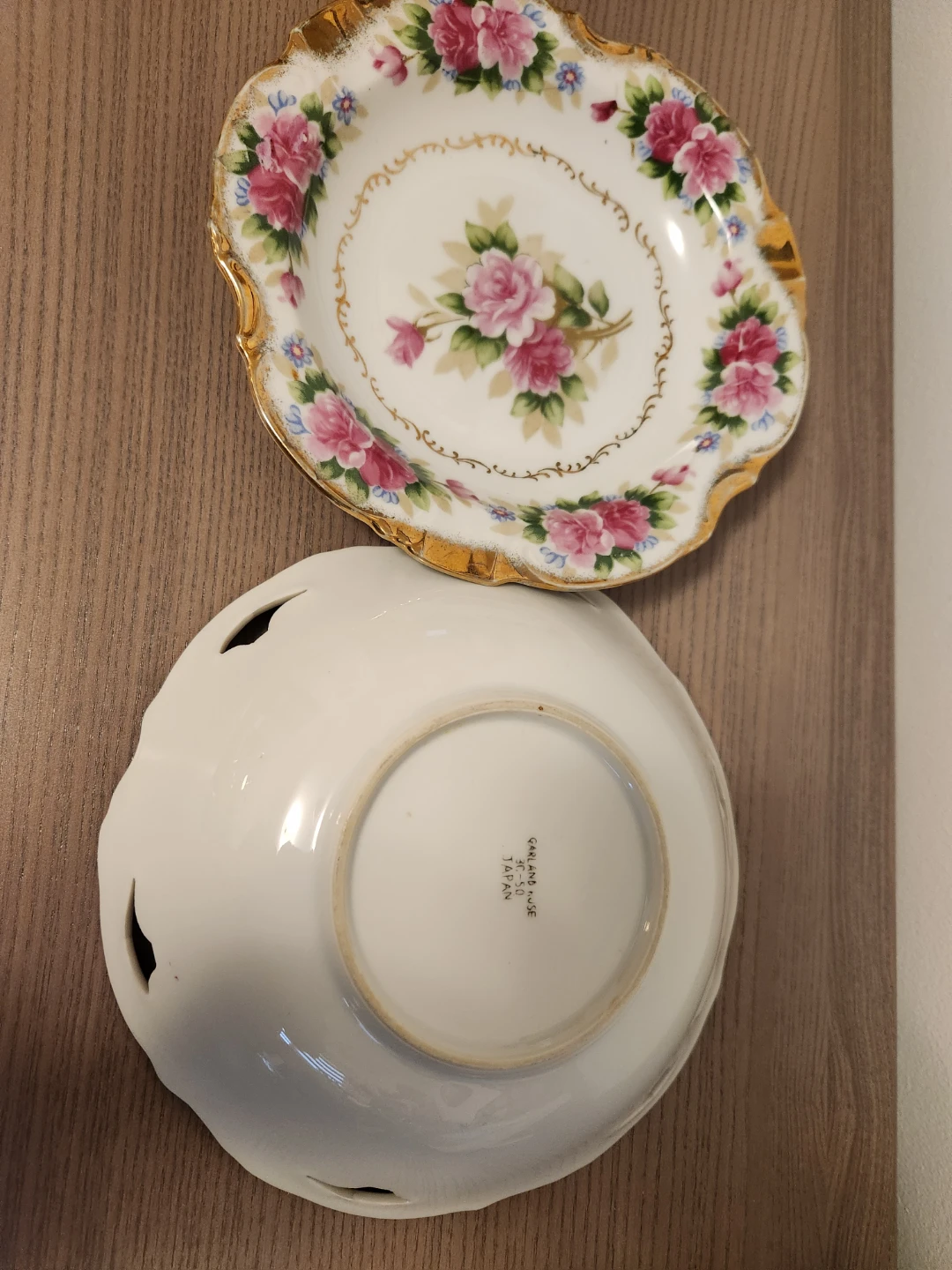 Vintage Floral Ceramic Bowl and Plate Set - photo 3