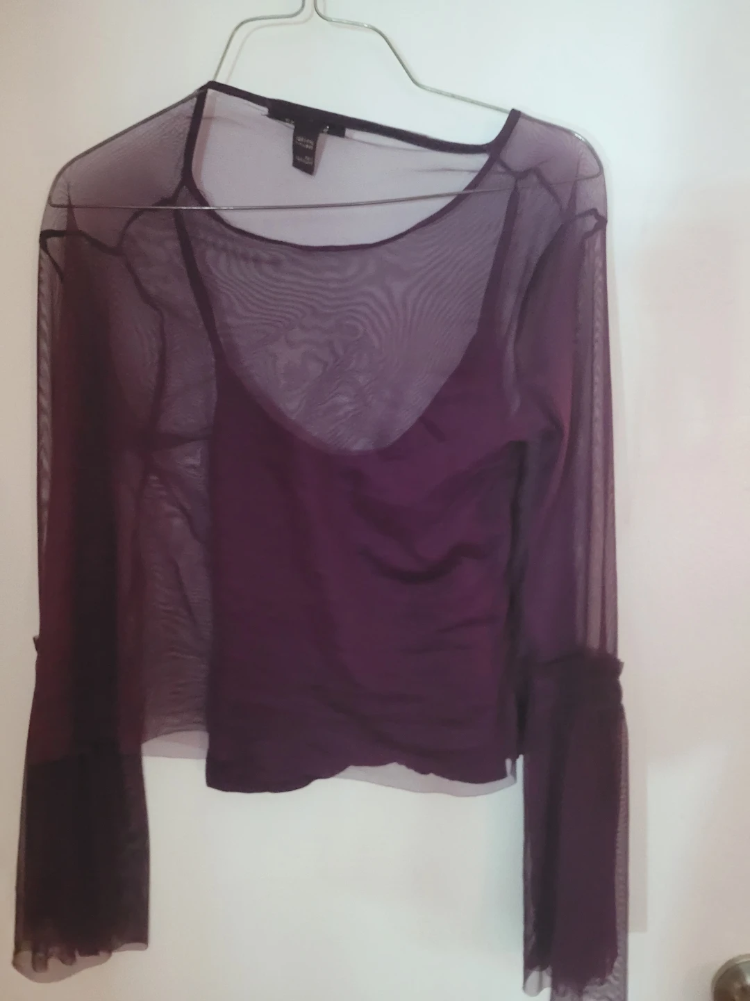 Sheer Mesh Bell Sleeve Top - photo 2
