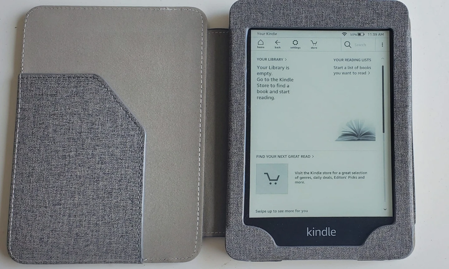 Amazon Kindle E-reader with Grey Case