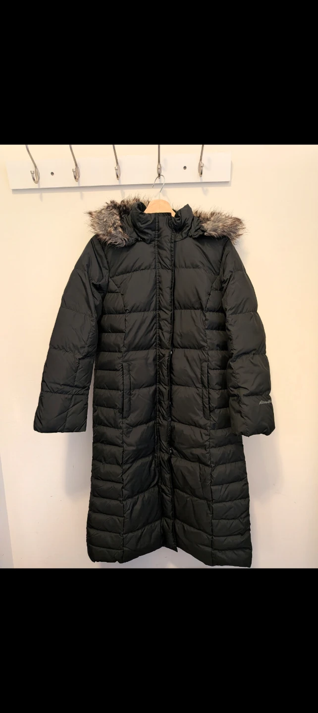 Eddie Bauer Women's Puffer Coat with Fur Hood - Black