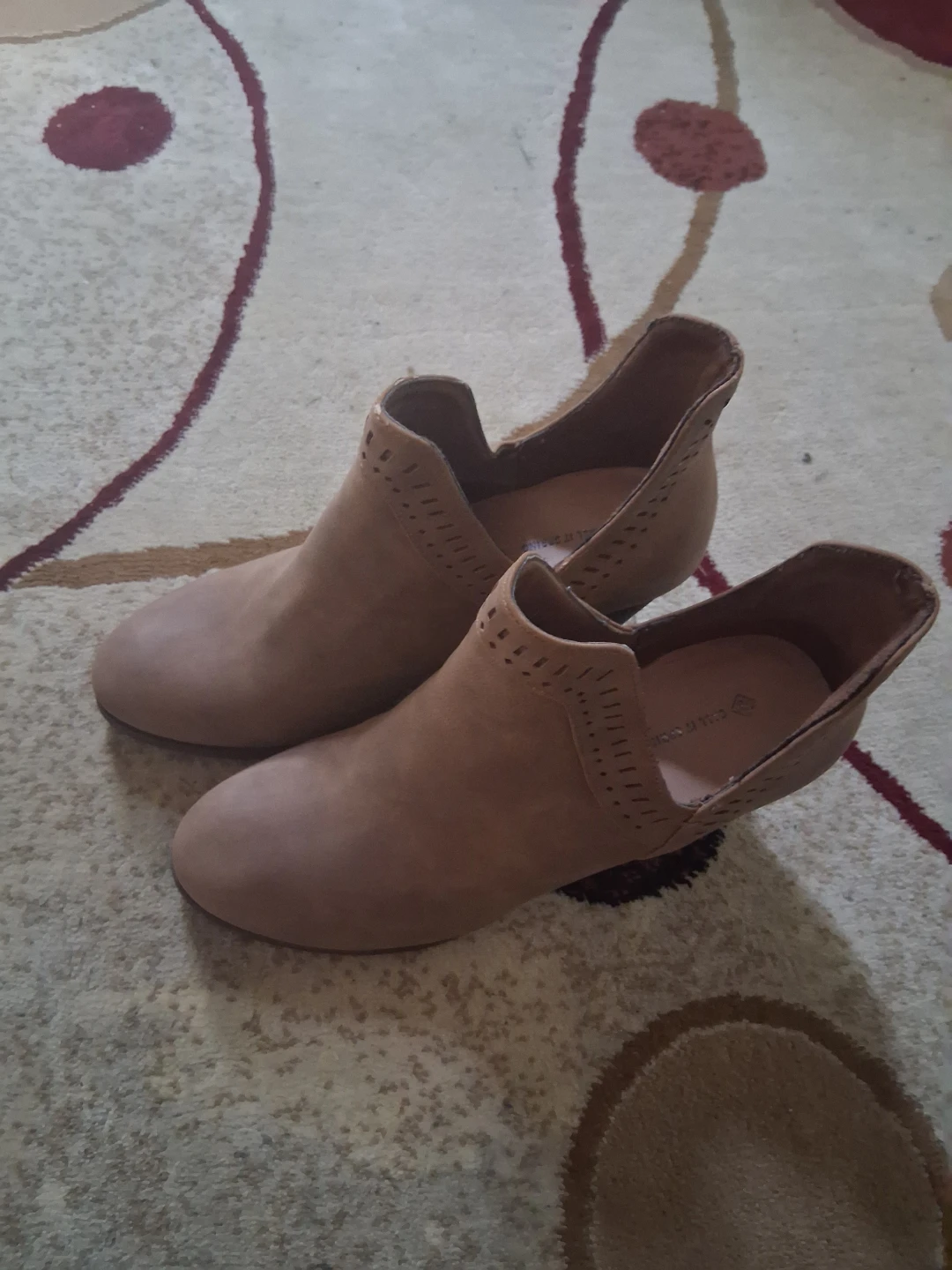 Brown Perforated Ankle Boots