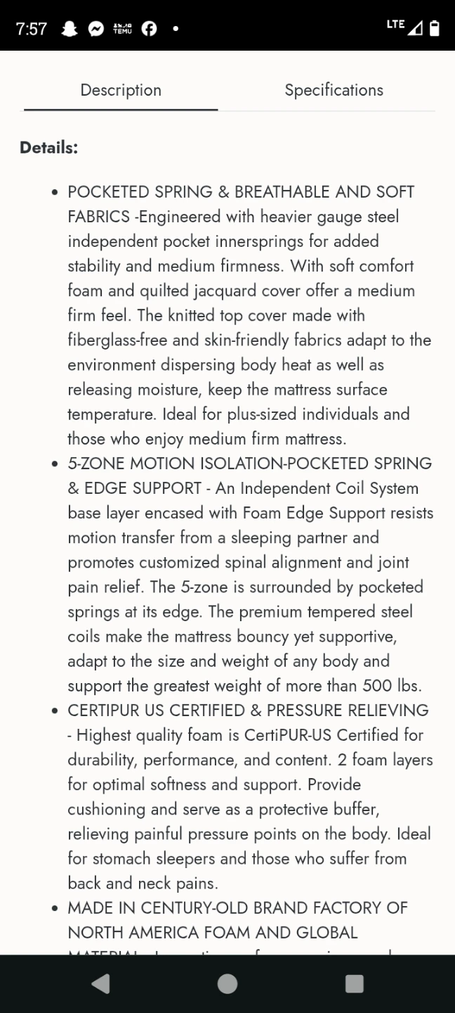 Sersper Gel-Infused Memory Foam Mattress (Model: PHA) - photo 5