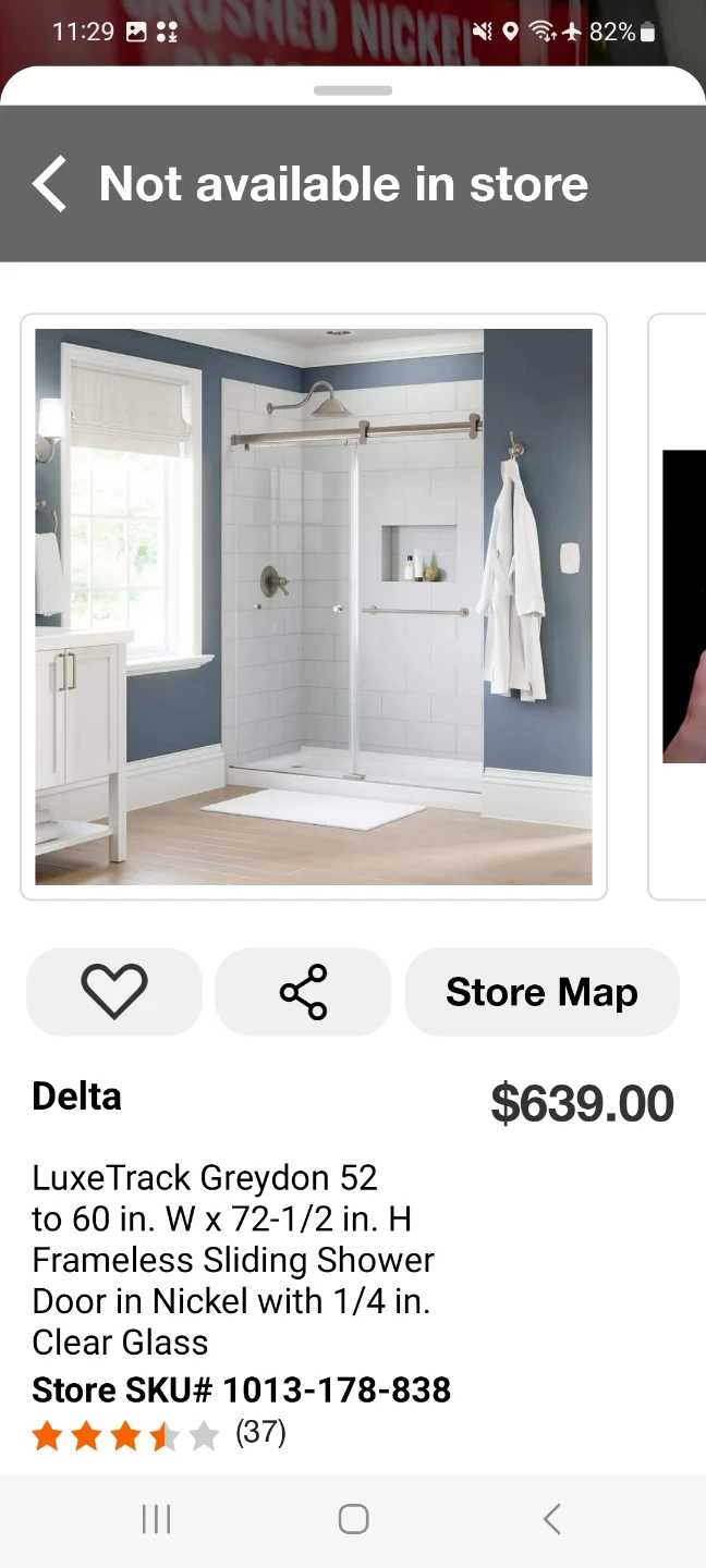 Delta LuxeTrack Greydon frameless sliding glass door