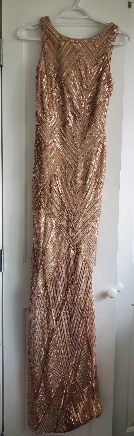 Rose Gold Sequined Dress - size 0 / Xs