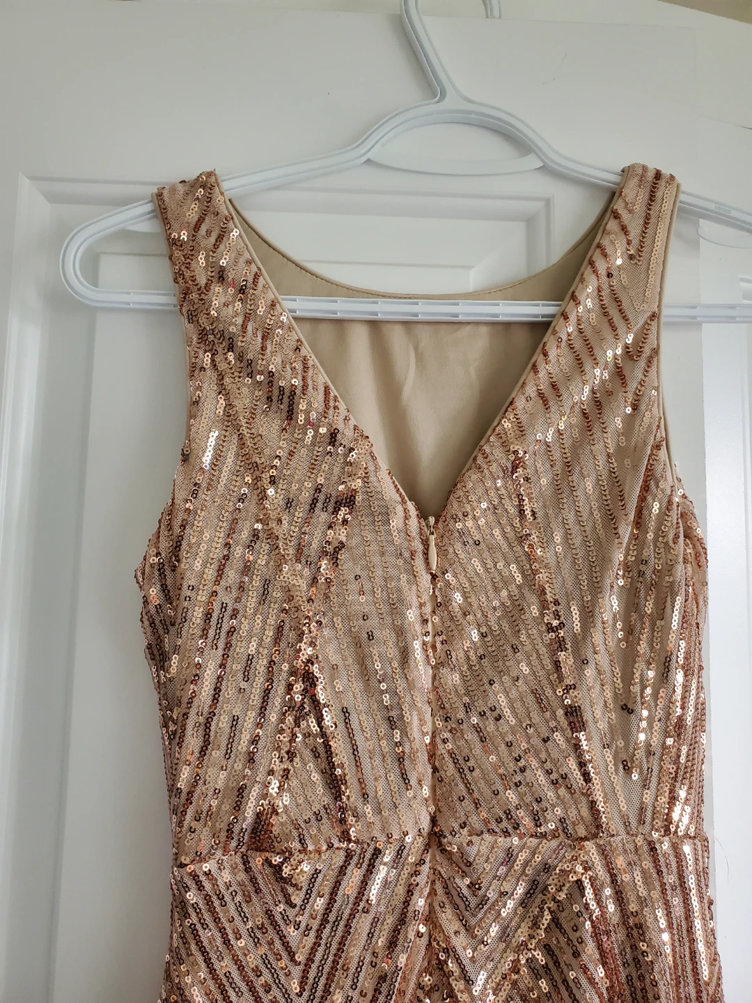 Rose Gold Sequined Dress - size 0 / Xs - photo 3