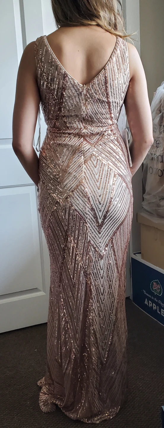Rose Gold Sequined Dress - size 0 / Xs - photo 4