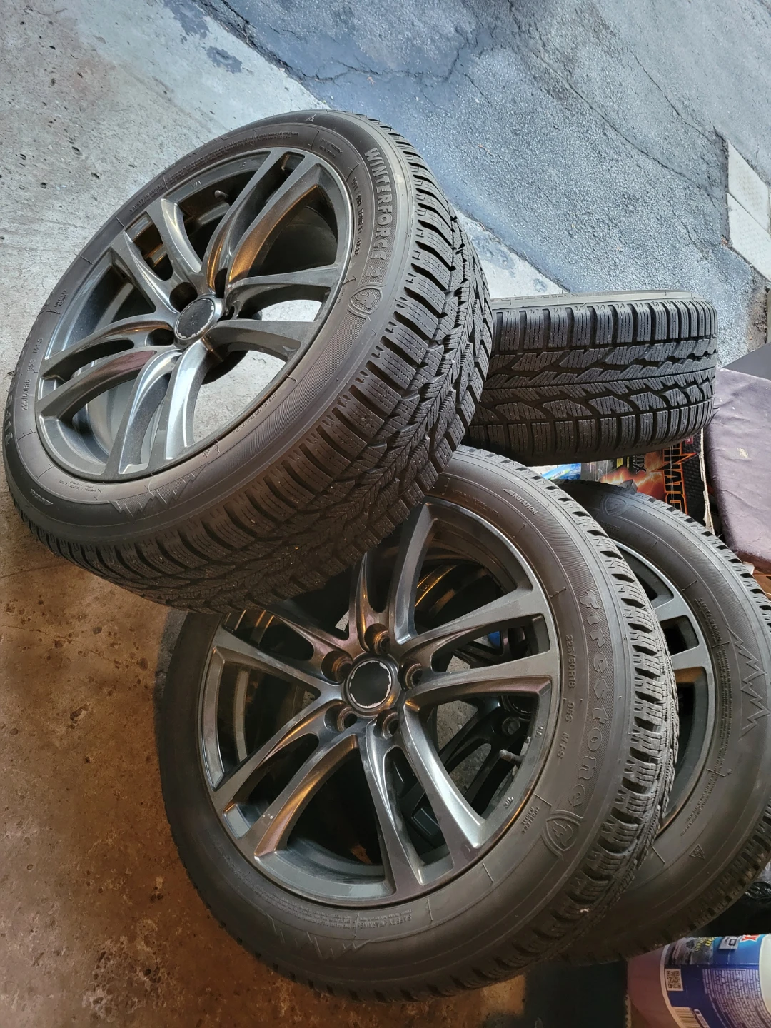 4 Firestone Winterforce II tires on alloy wheels.  225/50/18 - photo 4