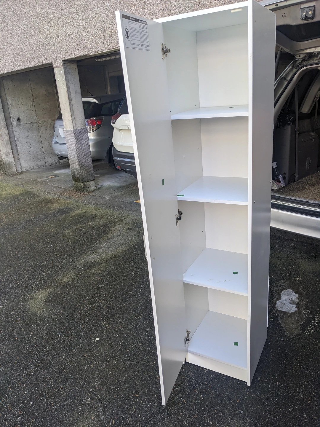 White Tall Storage Cabinet with Door delivery available - photo 2