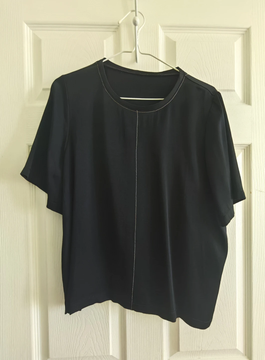Black Blouse with White Stitching