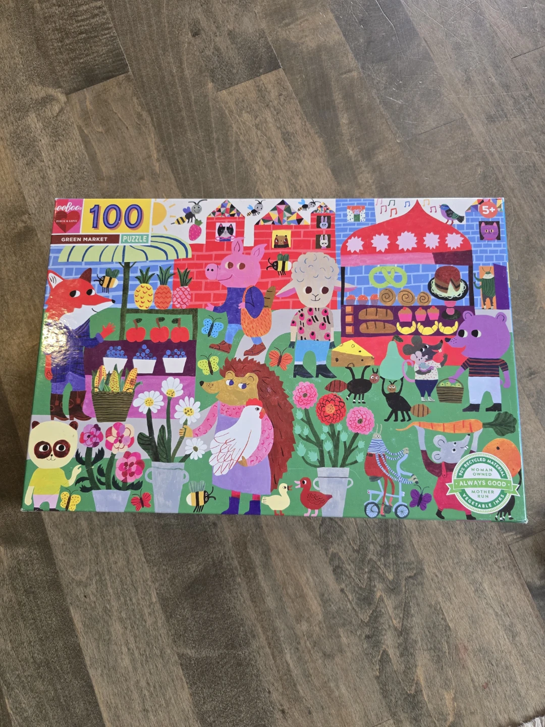 eeBoo Green Market 100 Piece Puzzle