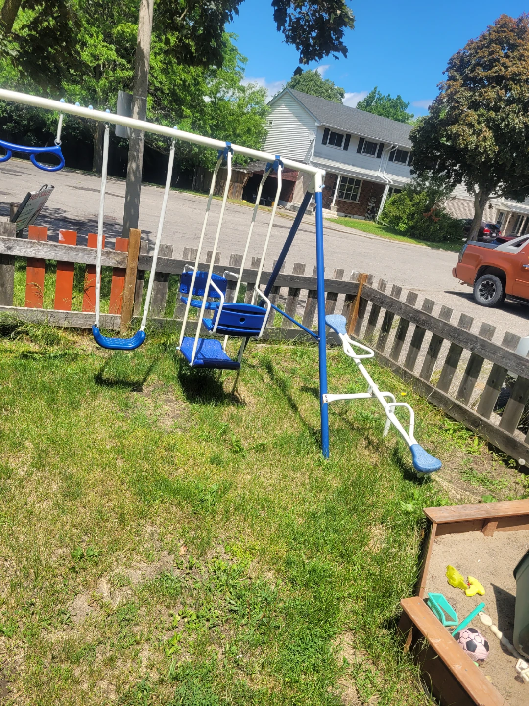 Swing Set with Slide and Seesaw