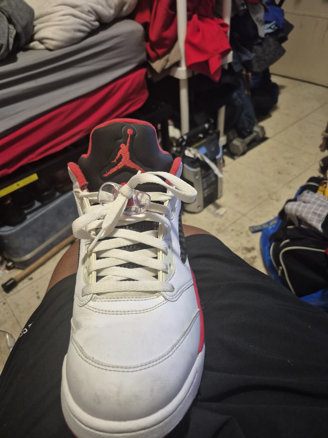 Air Jordan 5 Low White Red Basketball Shoes