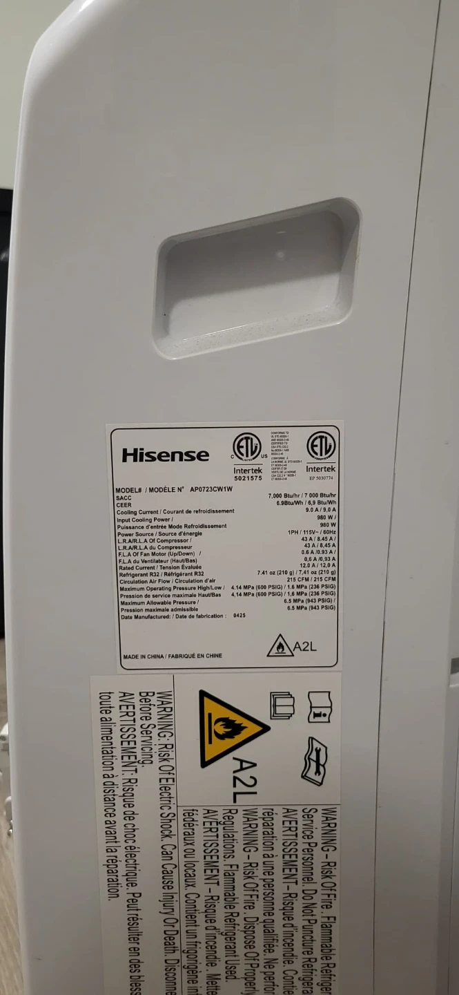 Hisense Portable Air Conditioner AP0723CW1W - photo 3
