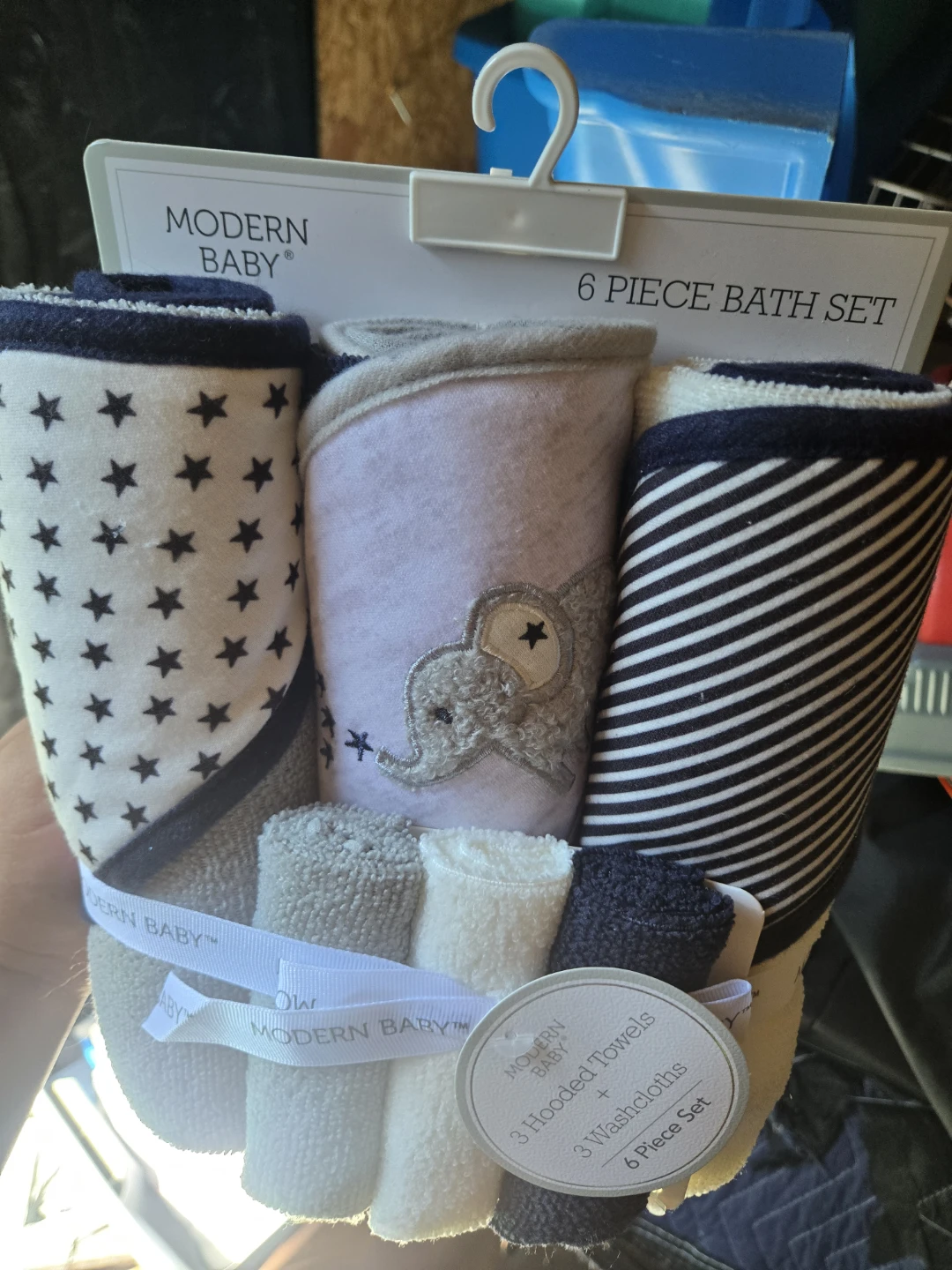 Modern Baby 6 Piece Bath Set - Hooded Towels & Washcloths - photo 2