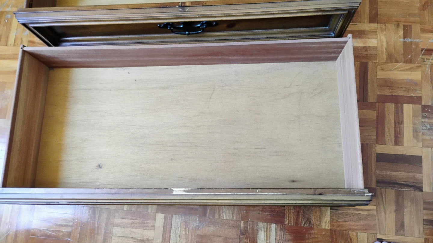 Wooden Armoire with Drawers and Shelves