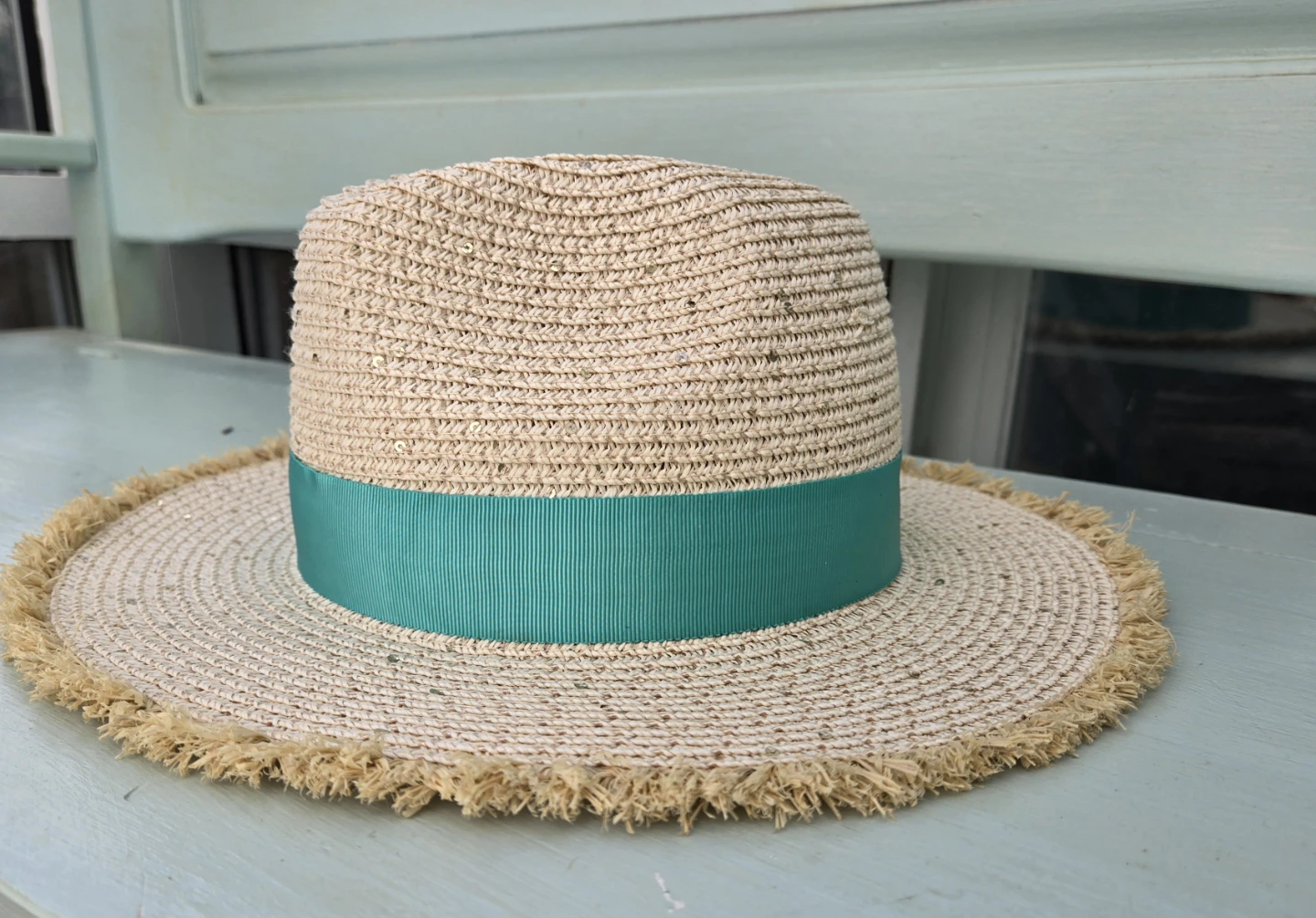 David & Young Straw Hat with Teal Ribbon - photo 2