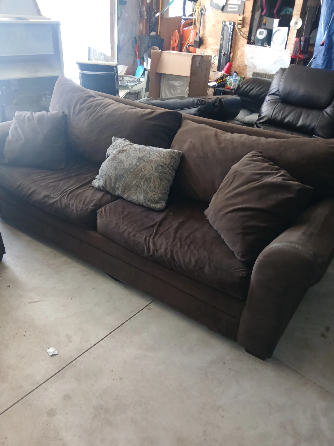 2 Brown Suede Sofa with Pillows - photo 2