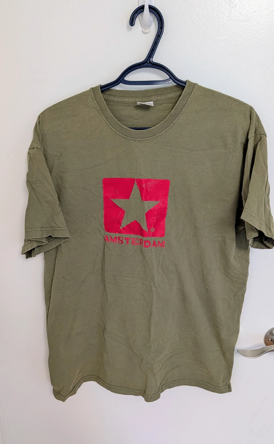 "Amsterdam" Graphic Tee - Olive Green - Men's Size Large